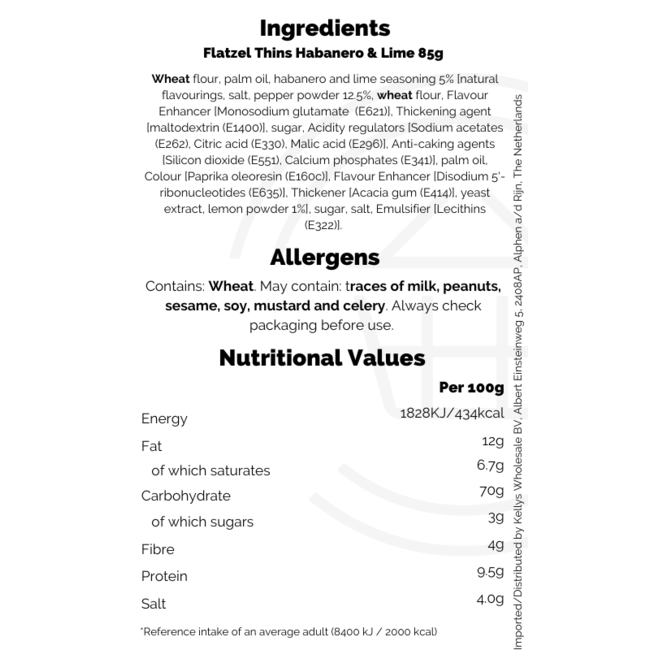 Flatzel Thins Habanero & Lime 24x85g