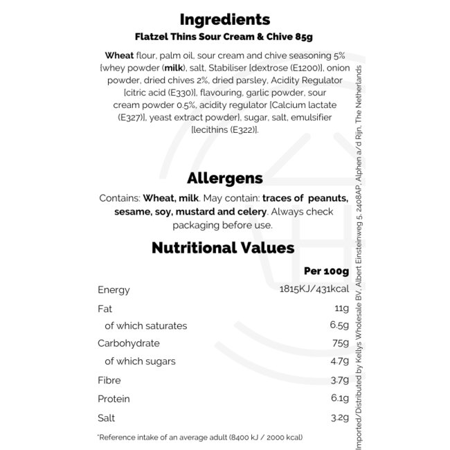 Flatzel Thins Sour Cream & Chive 24x85g