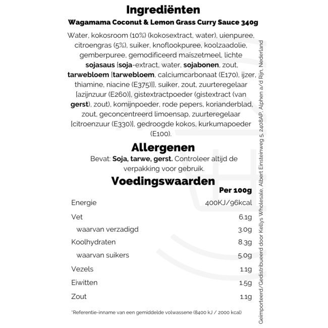 Wagamama Coconut & Lemon grass Curry Sauce 6x340g