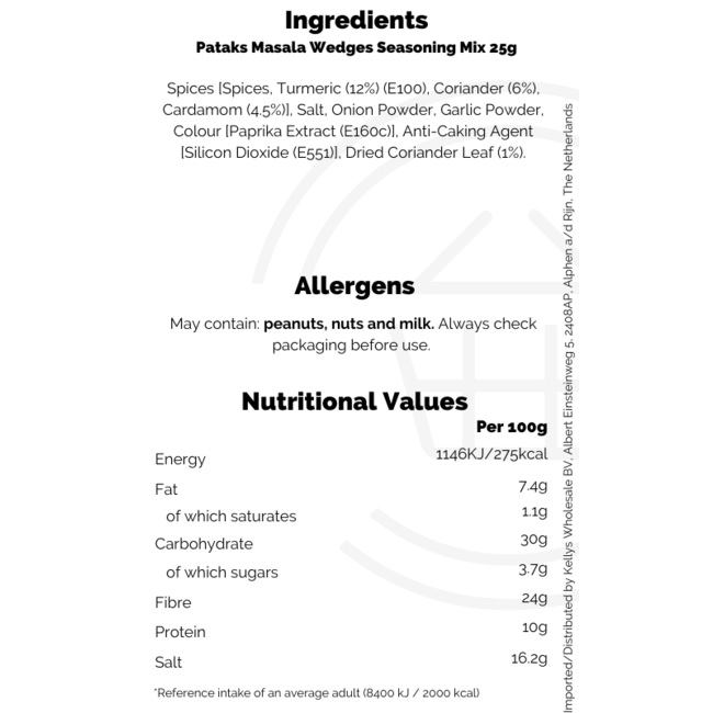 Pataks Masala Wedges Seasoning Mix 18x25g
