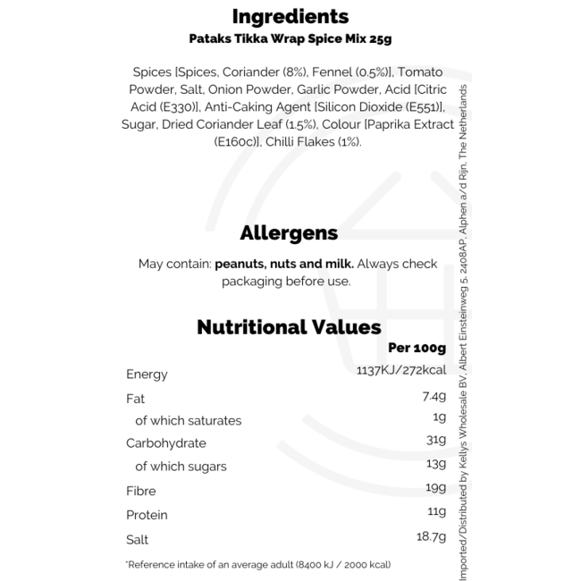 Pataks Tikka Wrap Spice Mix 18x25g