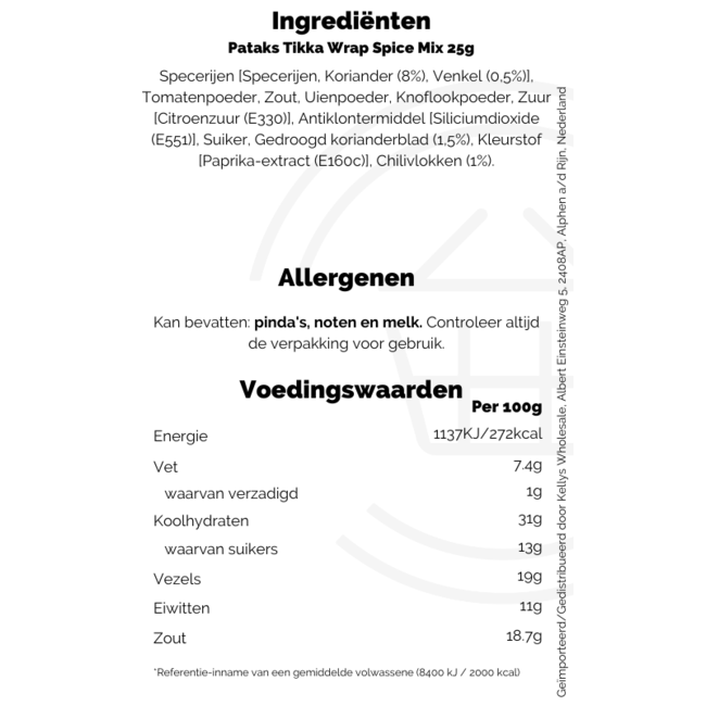 Pataks Tikka Wrap Spice Mix 18x25g