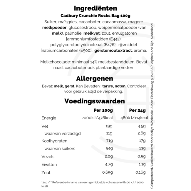 Cadbury Crunchie Rocks Bag 10x100g