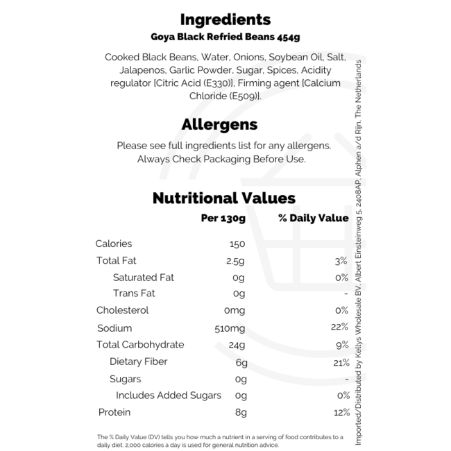 Goya Black Refried Beans 12x454g
