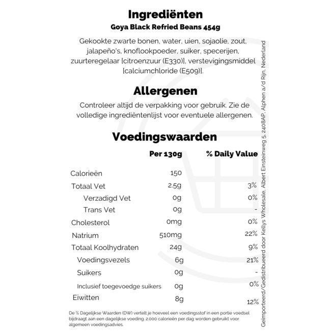 Goya Black Refried Beans 12x454g