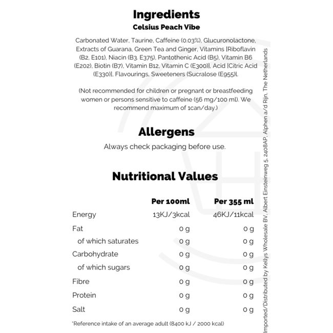 Celsius Peach Vibe 12x355ml