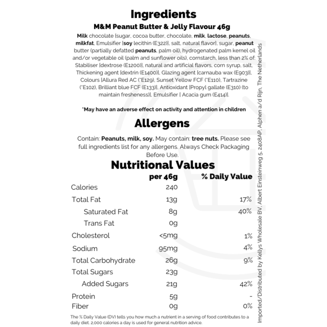 M&M Peanut Butter & Jelly Flavour 24x46g