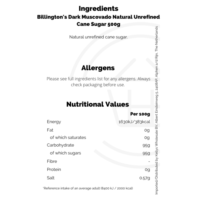 Billington's Dark Muscovado Natural Unrefined Cane Sugar 10x500g