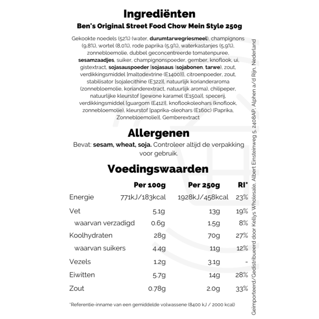 Ben's Original Street Food Chow Mein Style 6x250g