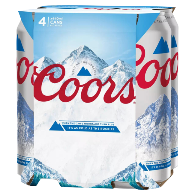 Coors 4pk ABV 3.4% 6x4x440ml