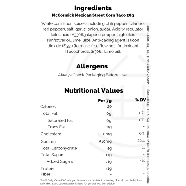 McCormick Mexican Street Corn Taco 12x28g
