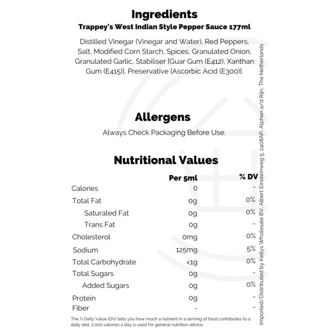 Trappey's West Indian Style Pepper Sauce 24x177ml