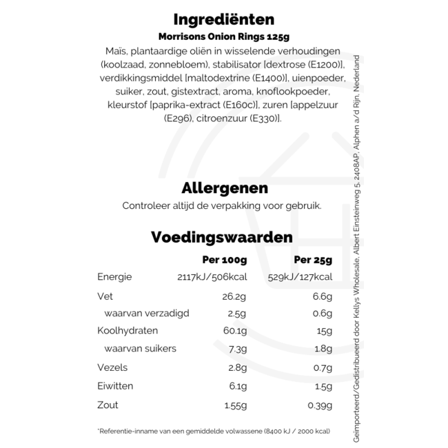 Morrisons Onion Rings 10x125g