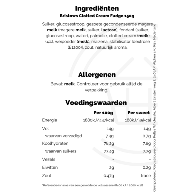 Bristows Clotted Cream Fudge 15x150g
