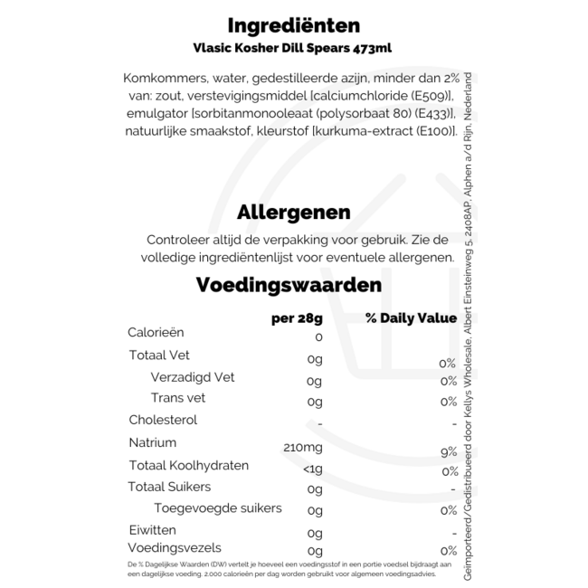Vlasic Kosher Dill Spears 6x473ml