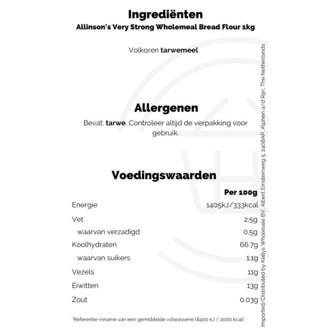 Allinson's Very Strong Wholemeal Bread Flour 10x1kg