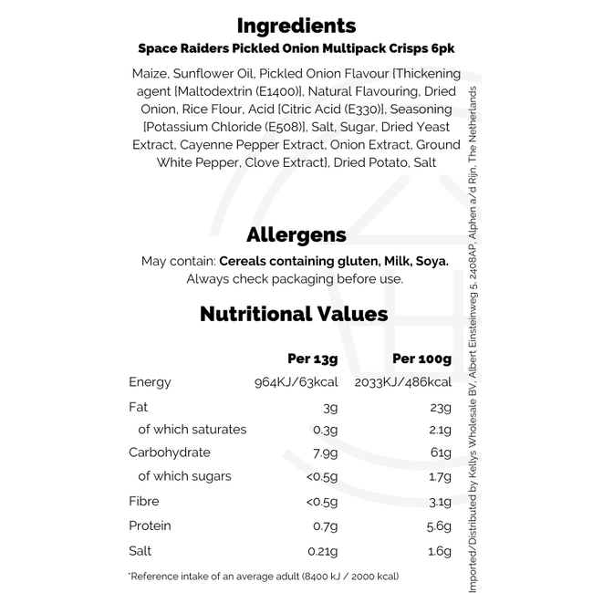 Space Raiders Pickled Onion Multipack Crisps 18x6pk