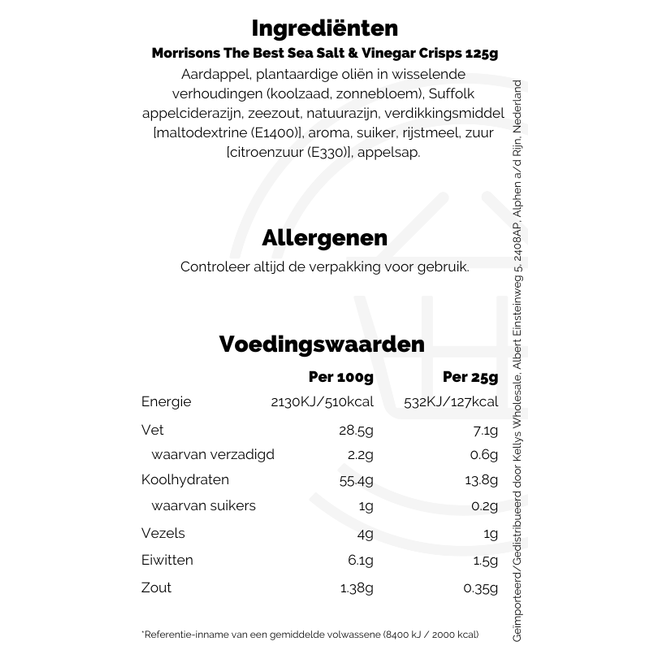 Morrisons The Best Sea Salt & Vinegar Crisps 12x125g