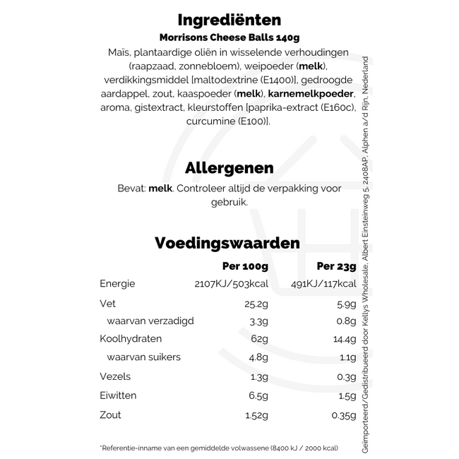 Morrisons Cheese Balls 12x140g