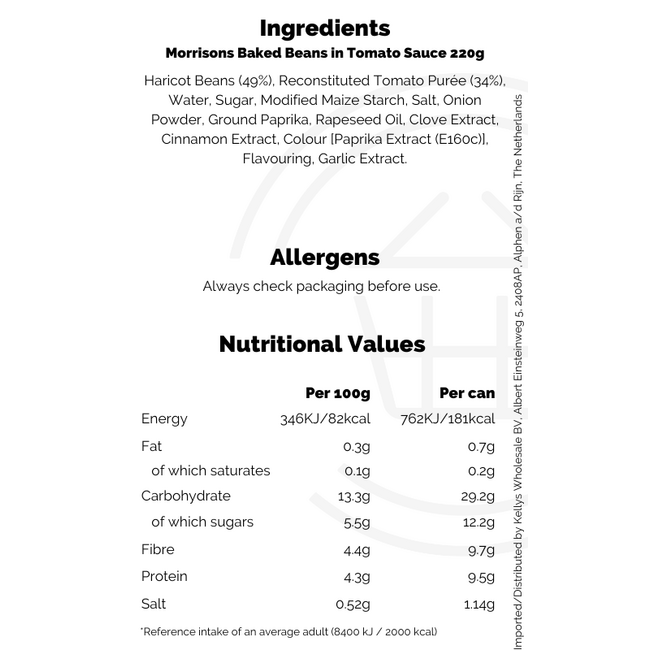 Morrisons Baked Beans in Tomato Sauce 24x220g