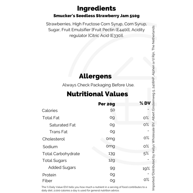 Smucker's Seedless Strawberry Jam 12x510g