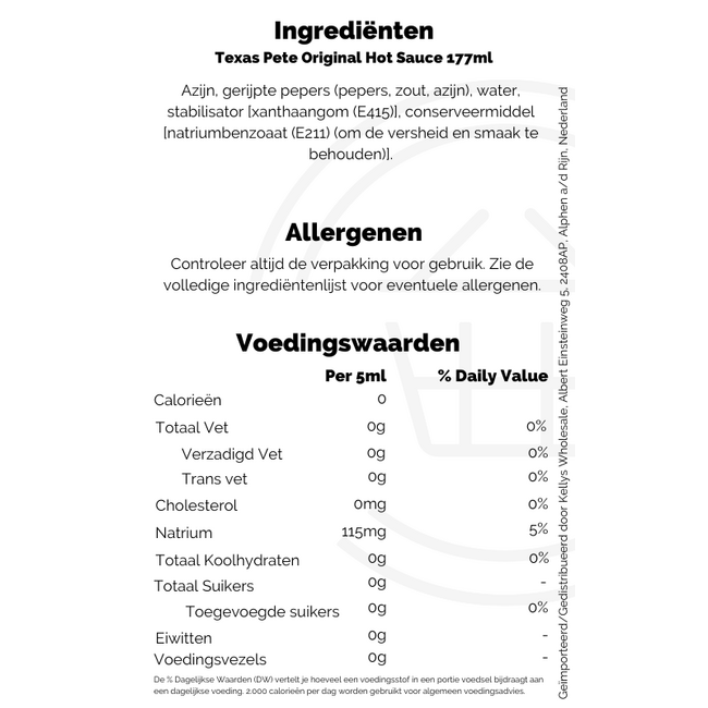 Texas Pete Original Hot Sauce 24x177ml