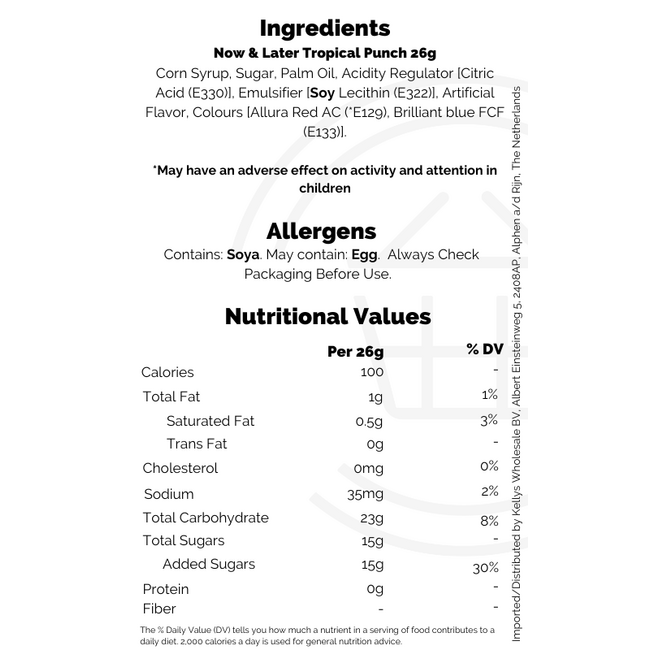 Now & Later Tropical Punch 24x26g (6pc)
