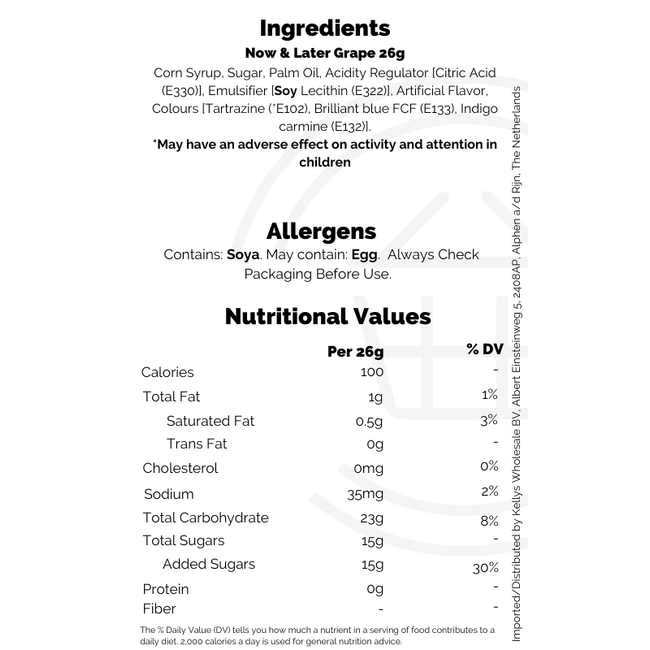 Now & Later Grape 24x26g (6pc)