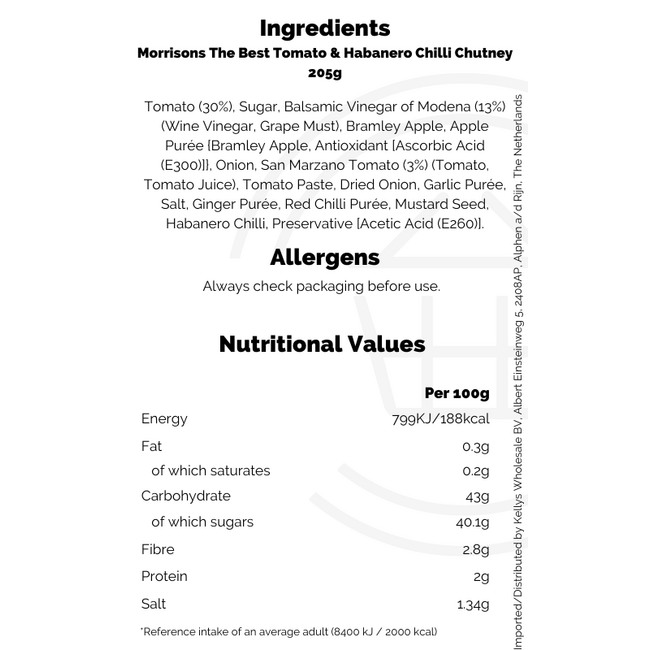 Morrisons The Best Tomato & Habanero Chilli Chutney 6x205g