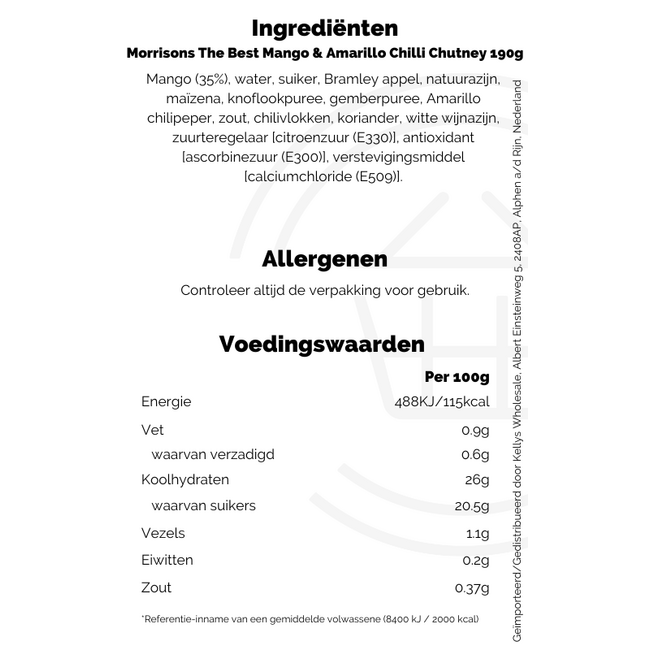 Morrisons The Best Mango & Amarillo Chilli Chutney 6x190g