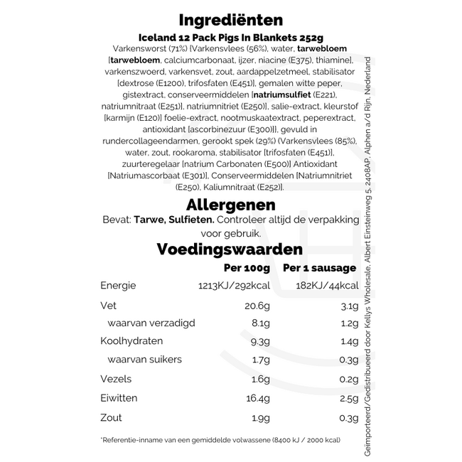 Iceland 12 Pack Pigs In Blankets 22x252g