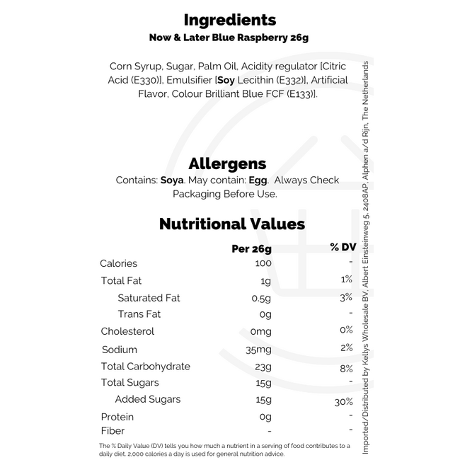 Now & Later Blue Raspberry 24x26g (6pc)