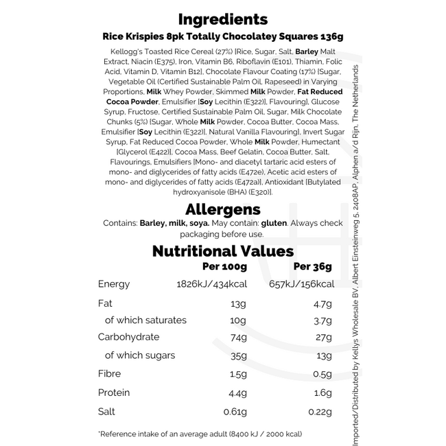 Rice Krispies 8pk Totally Chocolatey Squares 5x136g