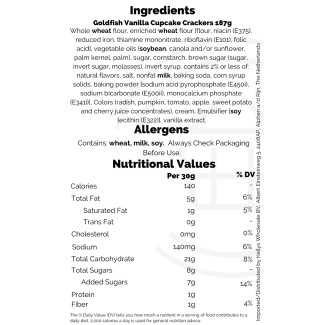 Goldfish Vanilla Cupcake Crackers 24x187g