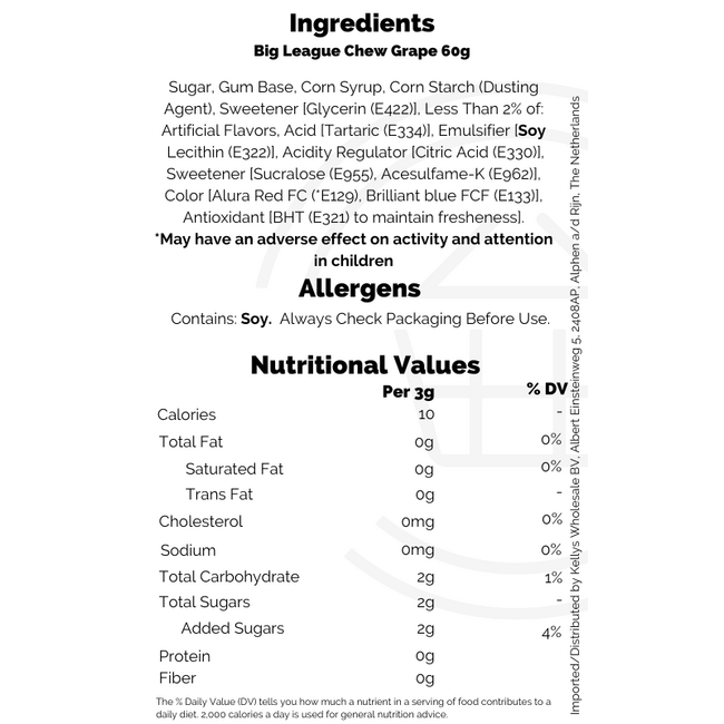 Big League Chew Grape 12x60g