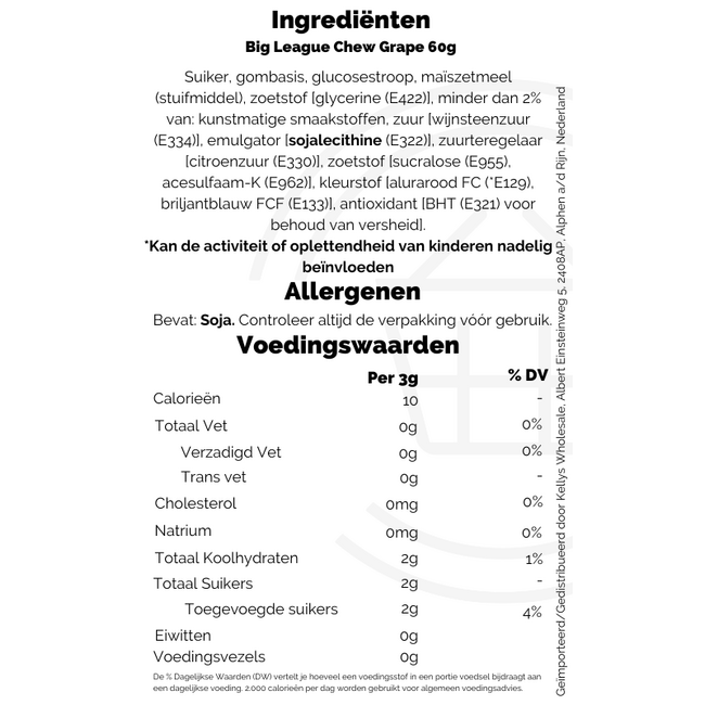 Big League Chew Grape 12x60g