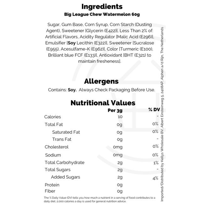 Big League Chew Watermelon 12x60g