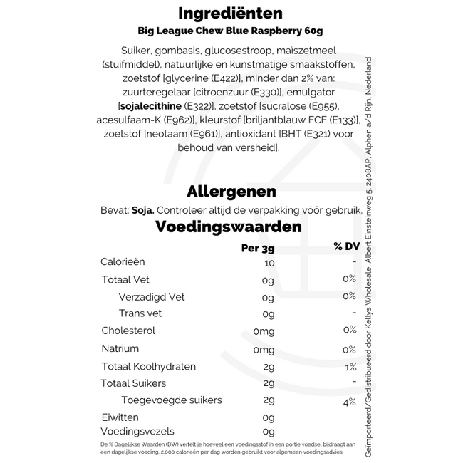 Big League Chew Blue Raspberry 12x60g