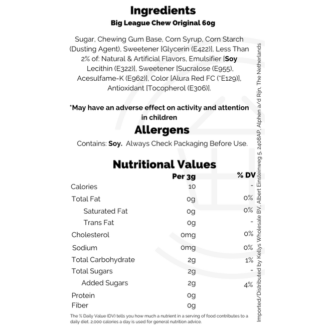 Big League Chew Original 12x60g