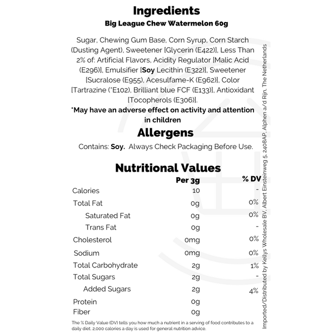 Big League Chew Watermelon 12x60g