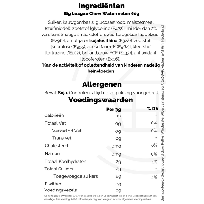 Big League Chew Watermelon 12x60g