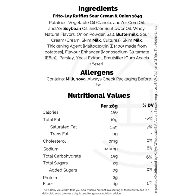 Frito-Lay Ruffles Sour Cream & Onion 15x184g