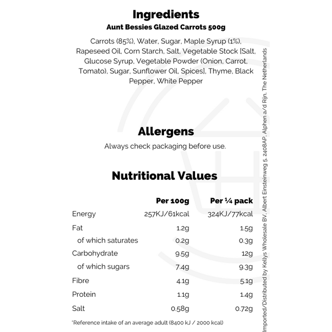 Aunt Bessies Glazed Carrots 12x500g
