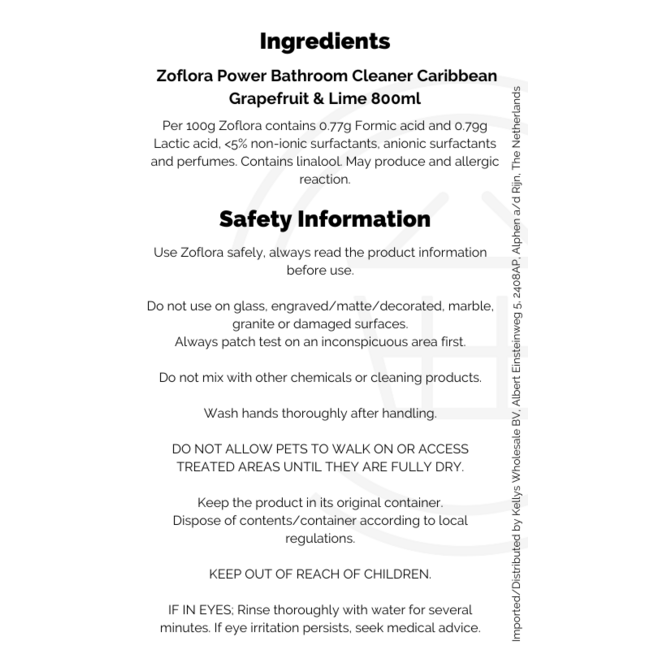 Zoflora Power Bathroom Caribbean Grapefruit & Lime 8x800ml