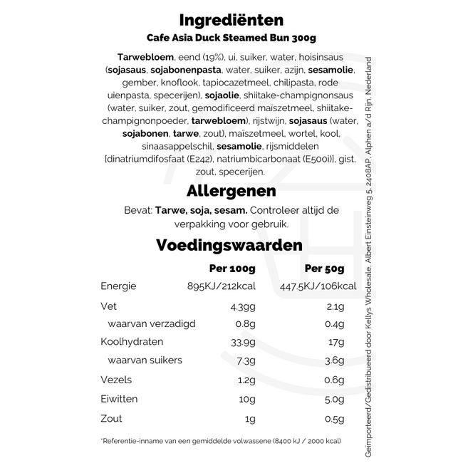 Cafe Asia Duck Steamed Bun 12x300g (6 pack)