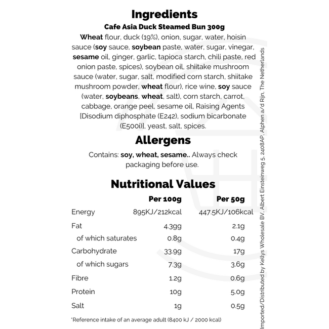 Cafe Asia Duck Steamed Bun 12x300g (6pcs)