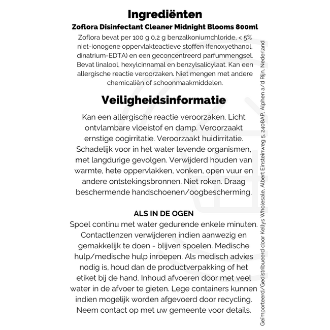 Zoflora Disinfectant Cleaner Midnight Blooms 8x800ml