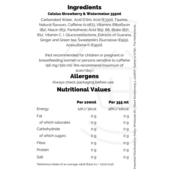Celsius Strawberry & Watermelon 12x355ml