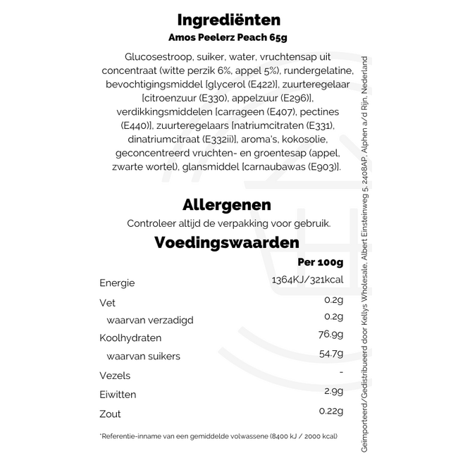 Amos Peelerz Peach 24x65g