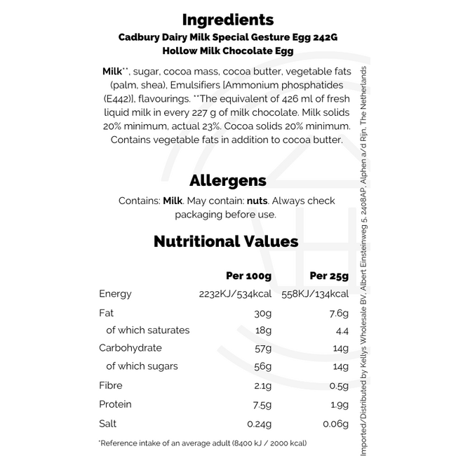 Cadbury Dairy Milk Special Gesture Egg 4x242G